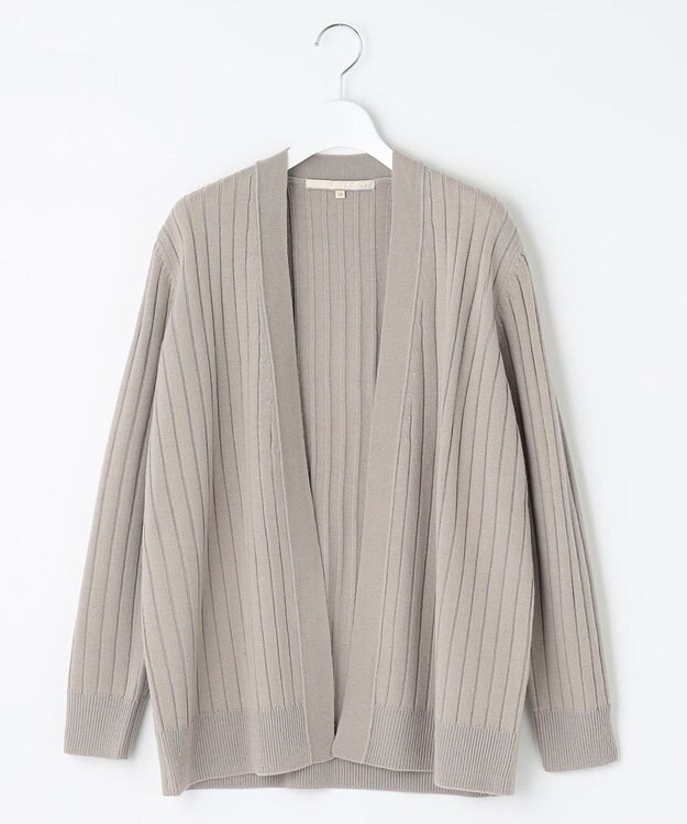自由区 【洗える】ウールミックス ミドル丈カーディガン ライトグレー系