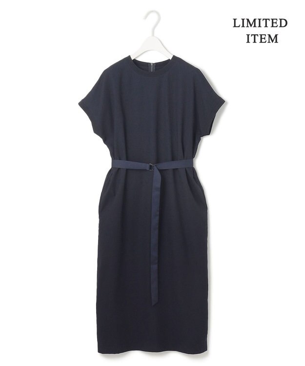 ICB L 【WEB限定・接触冷感・UVケア・速乾・防シワ・洗える】 FluidBackSatin  ワンピース ネイビー系