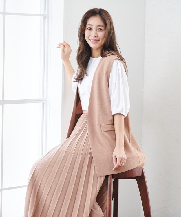 ANY 【WEB限定・接触冷感】シルケットスムース ギャザーパフスリーブトップス オフ