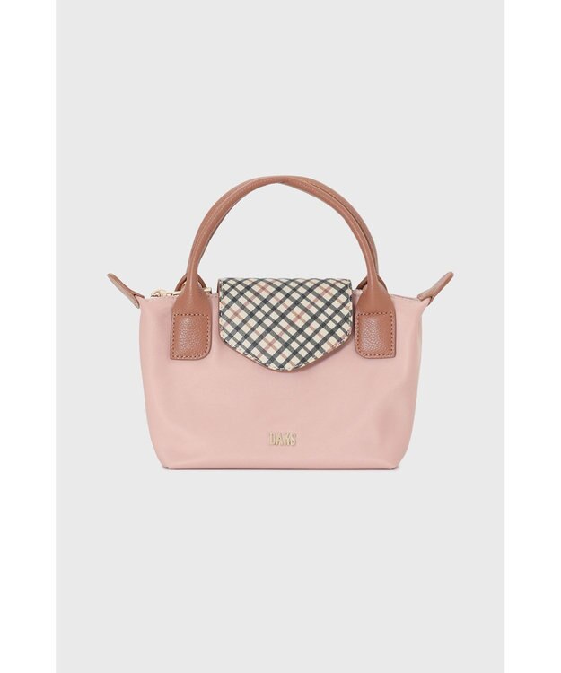 DAKS 【2WAY】ナイロン×牛革 ハウスチェック ミニバッグ オールドローズ