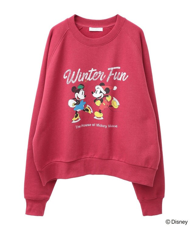 Green Parks ミッキー＆フレンズ／半起毛裏毛プルオーバー Red