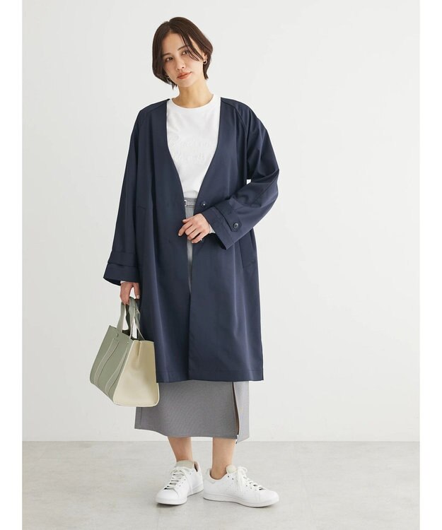 Green Parks 撥水加工　ケア楽着流しコート Navy