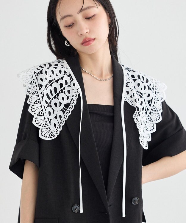 earth music&ecology レースつけ襟 Off White