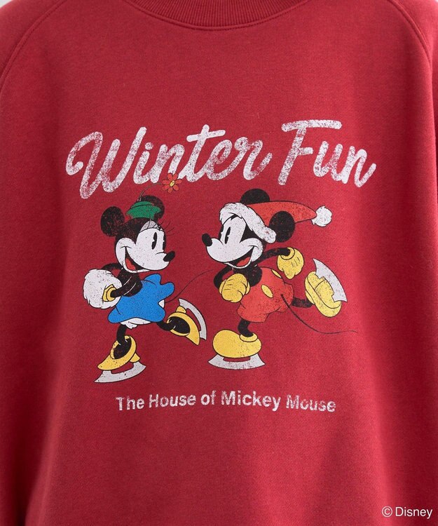 Green Parks ミッキー＆フレンズ／半起毛裏毛プルオーバー Red