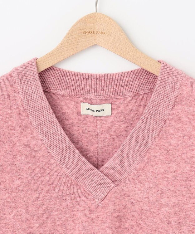 SHARE PARK LADIES ソフトタッチＶネックニット ピンク