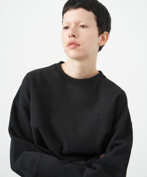 ATON GARMENT DYED URAKE | オーバーサイズスウェットシャツ - UNISEX BLACK