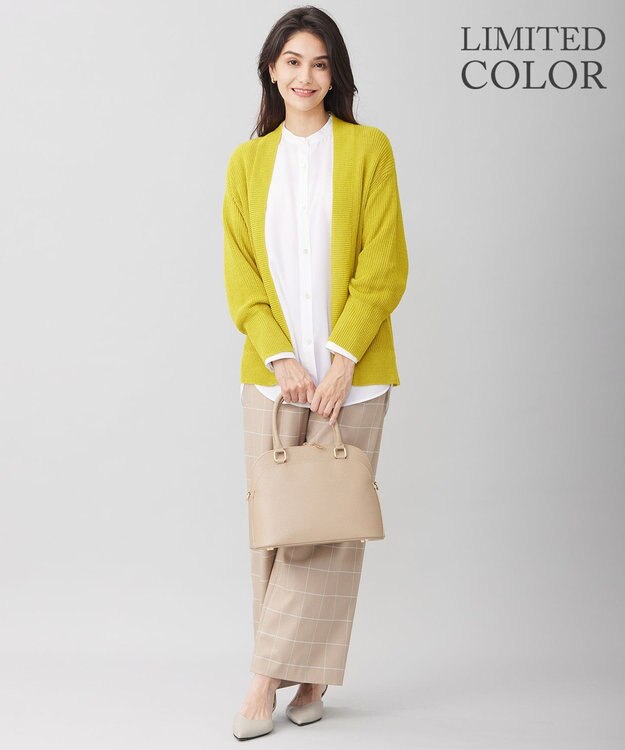 自由区 【WEB限定カラーあり・洗える】リネンミドルゲージニット カーディガン [WEB限定]ピスタチオ