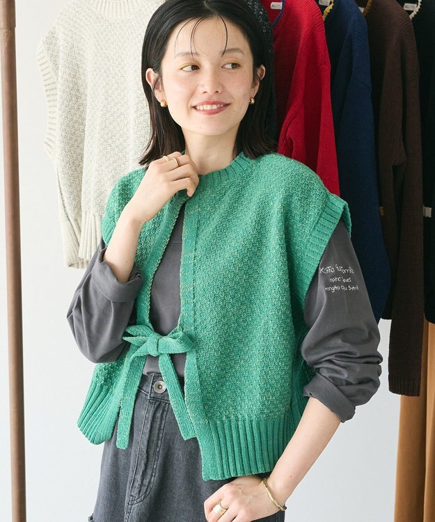CRAFT STANDARD BOUTIQUE キナリノコラボ/洗える2wayモールニットベスト/24AW Green