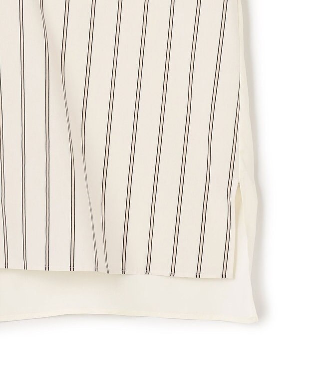 BEIGE， QUARTZ / 異素材コンビ ストライプシャツ Ecru St.