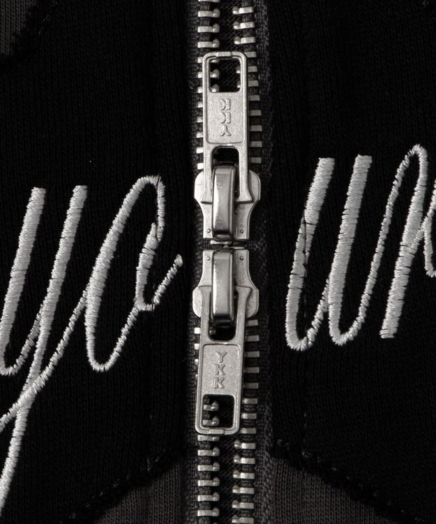 WEGO スターロゴ半袖ジップパーカー ダークグレー