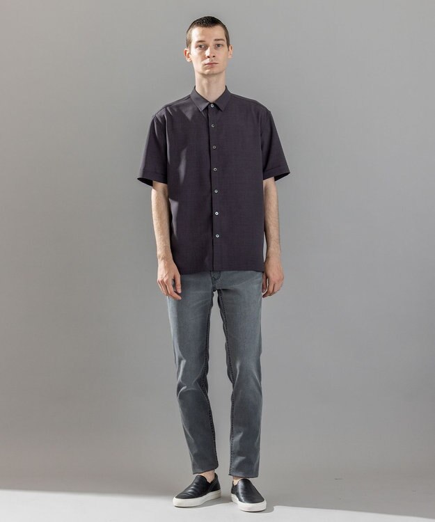 JOSEPH HOMME 【新柄】テクノボイルストレッチ レギュラーカラー半袖シャツ グレー系