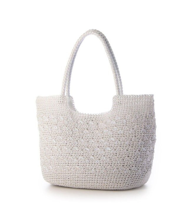 UNBILLION カシュカシュ cachecache / メタリックコード柄編みトートバッグ ホワイト