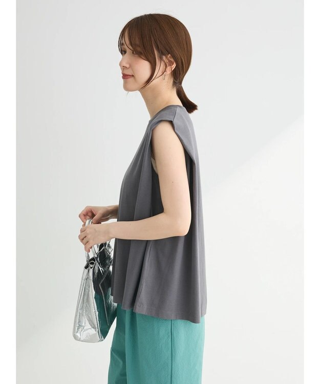 Green Parks ・ＳＵＧＡＲＳＰＯＯＮ【ＣＯＯＬ】タックノースリーブＴＥＥ Charcoal Gray