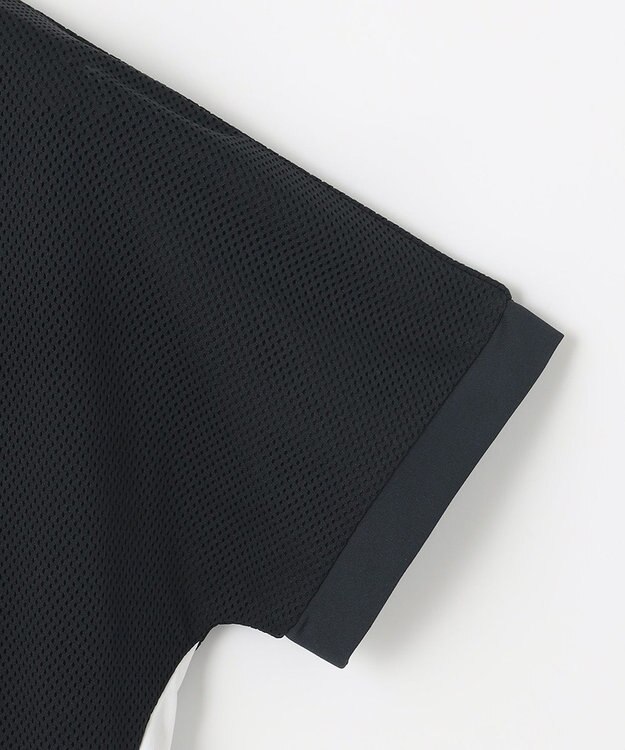 PW CIRCULUS 【WOMEN】【2SET/吸汗速乾/消臭/ストレッチ】ドルマンスリーブメッシュ シャツ + モックネックインナー ブラック系