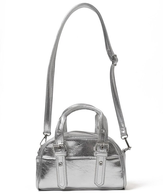 WEGO ハトメハンドルミニボストンショルダー シルバー