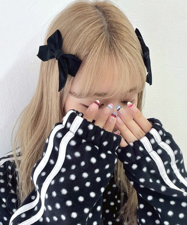 WEGO LベロアBIGリボンクリップ ブラック