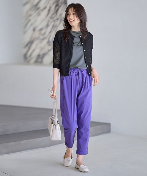 ANY 【汗ジミ防止加工】シルケットスムースフレンチスリーブ刺繍ロゴTシャツ チャコール