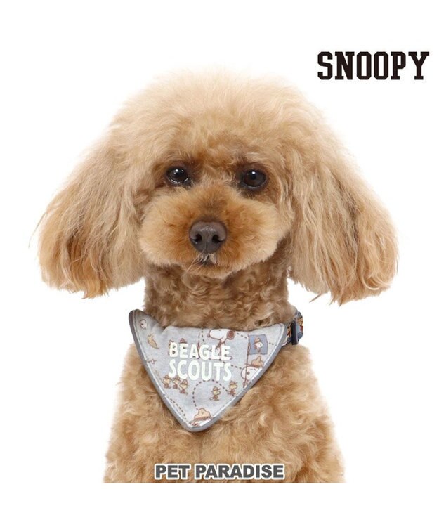 PET PARADISE スヌーピー  首輪 ビーグルスカウト柄 反射付き【Ｓ】小型犬 グレー