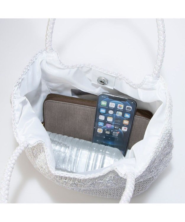 UNBILLION カシュカシュ cachecache / メタリックコード柄編みトートバッグ ホワイト