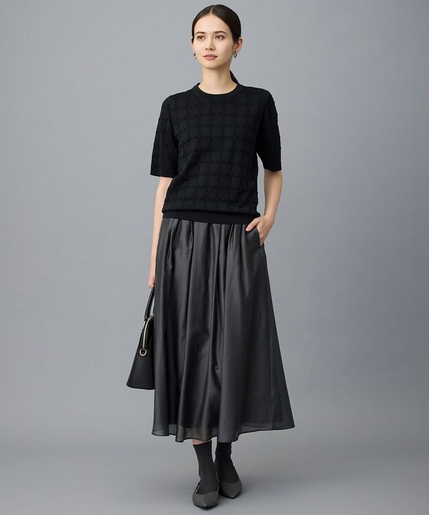 自由区 ジオメトリックアセテート プルオーバー ブラック