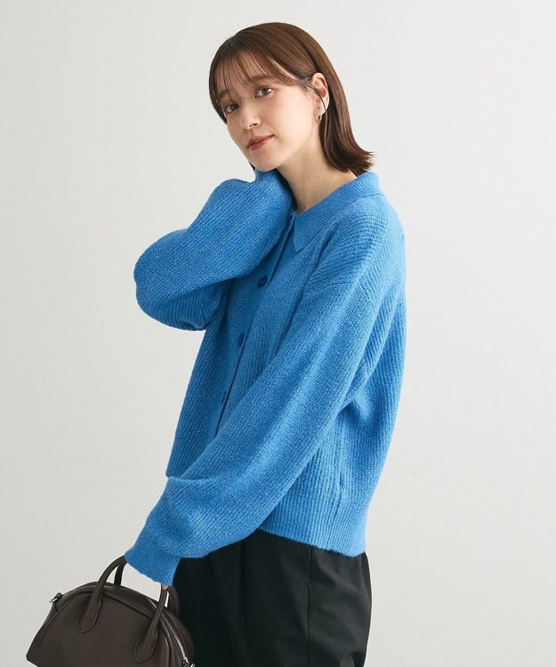 Green Parks 衿つきニットプルオーバー Blue