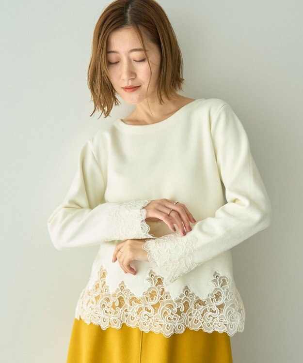 YECCA VECCA レースヘムニット Off White