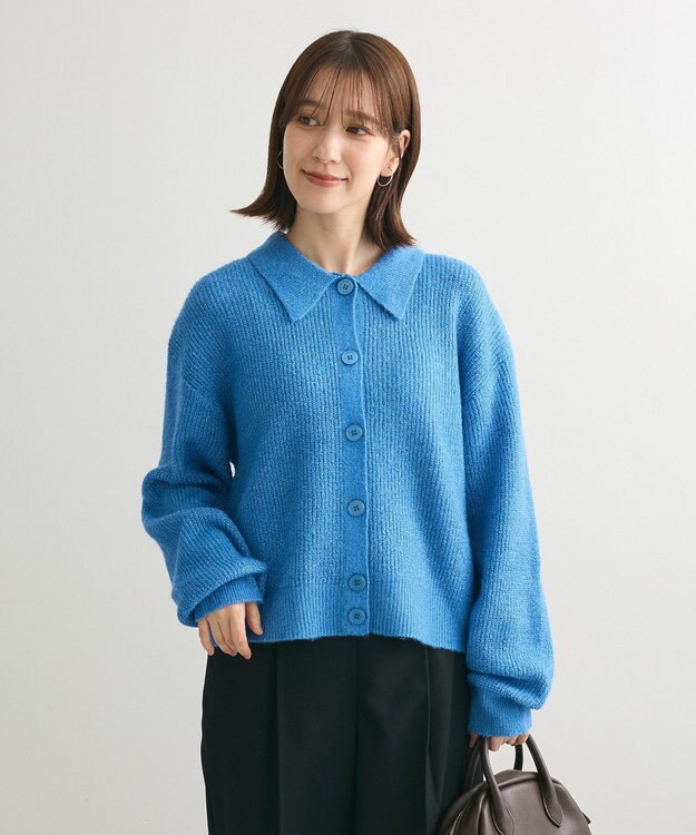 Green Parks 衿つきニットプルオーバー Blue