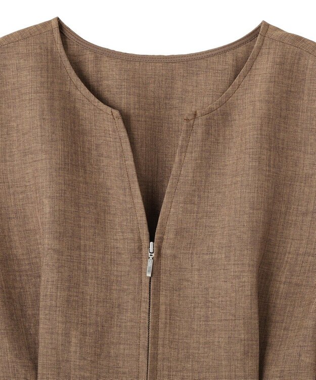 AMERICAN HOLIC 【イージーケア】リネンライクペプラムベスト Brown
