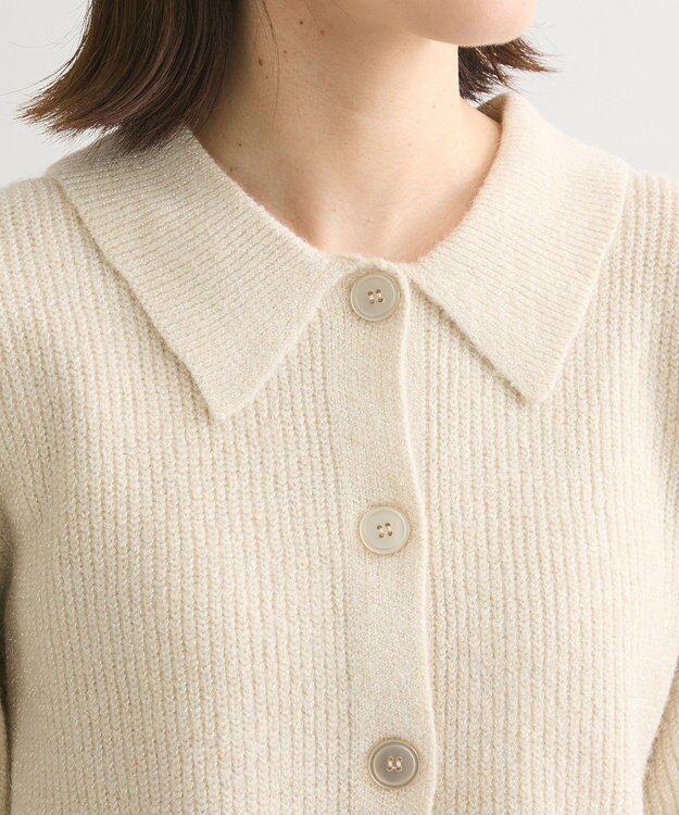 Green Parks 衿つきニットプルオーバー Ecru