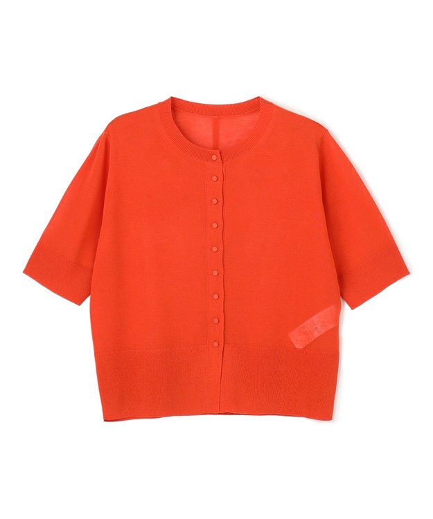 BEIGE， MOISE / シアーニット　5分袖カーディガン Red × Ecru