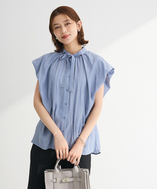 Green Parks ・ＥＬＥＮＣＡＲＥ　ＤＵＥ　ボウタイフレンチブラウス Blue