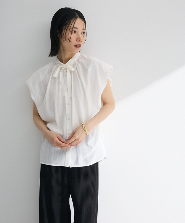 Green Parks ・ＥＬＥＮＣＡＲＥ　ＤＵＥ　ボウタイフレンチブラウス Off White