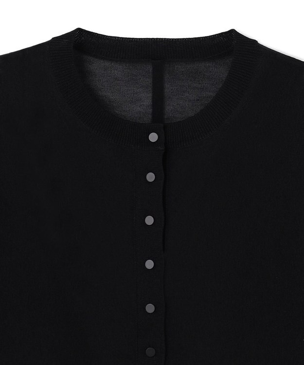 BEIGE， MOISE / シアーニット　5分袖カーディガン Black × Ecru