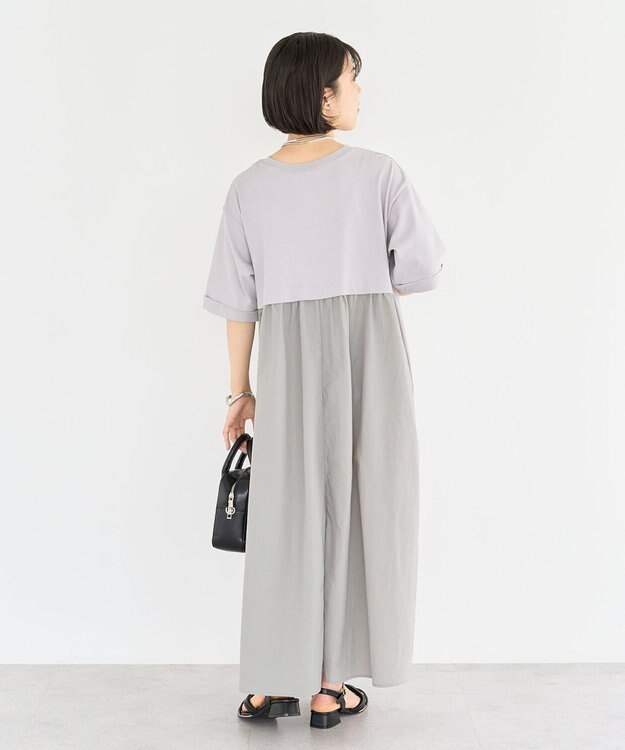 Green Parks ナイロンドッキングロゴワンピース Gray