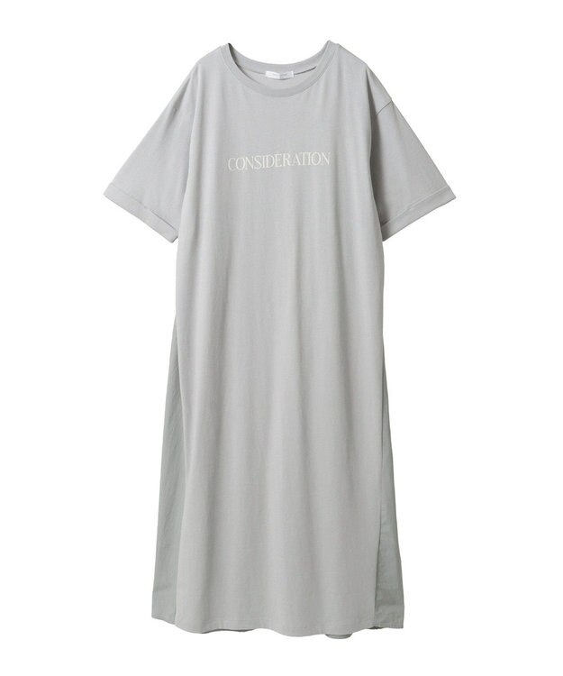 Green Parks ナイロンドッキングロゴワンピース Gray