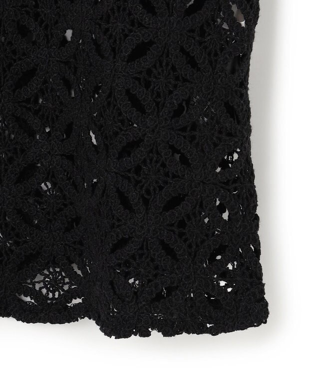 UNFILO L 【2点セット】ラッセルレース キャミレイヤード Tシャツ ブラック