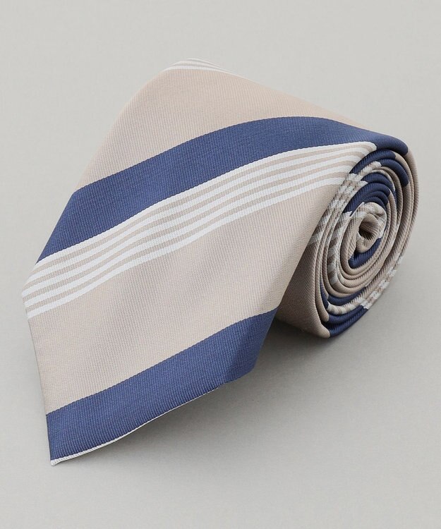 GOTAIRIKU 【日本製】シルク ネクタイ_ストライプ ベージュ系1