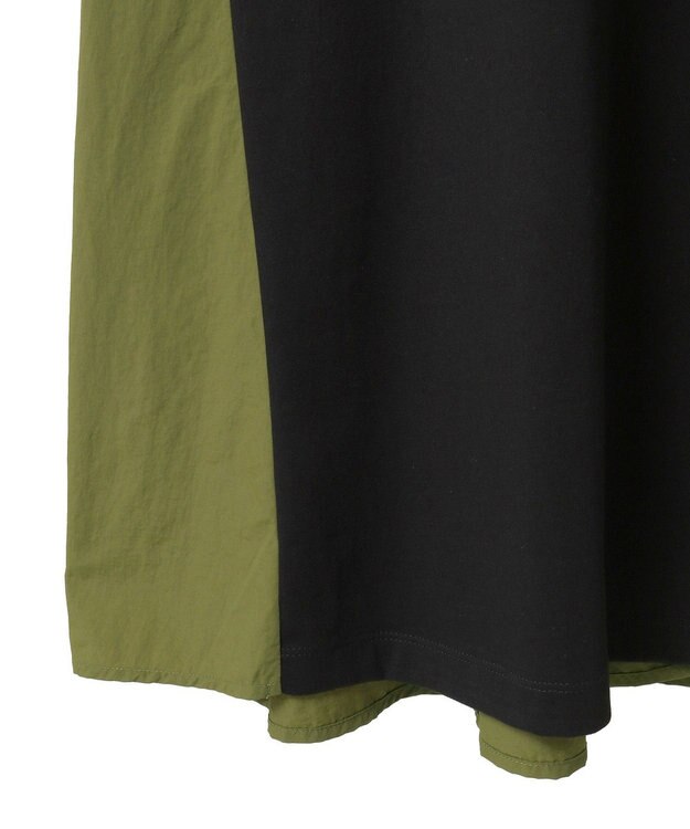 Green Parks ナイロンドッキングロゴワンピース Black