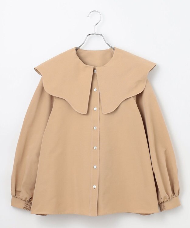 #Newans 【洗濯機可能/シワになりにくい】〈小柄さんにお勧め〉ウェービーカラーブラウス ベージュ