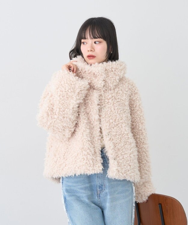 earth music&ecology プードルファーショートブルゾン Cream