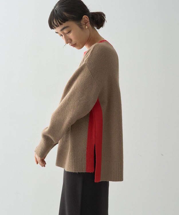 AMERICAN HOLIC 配色ニットポコポコプルオーバー Mocha