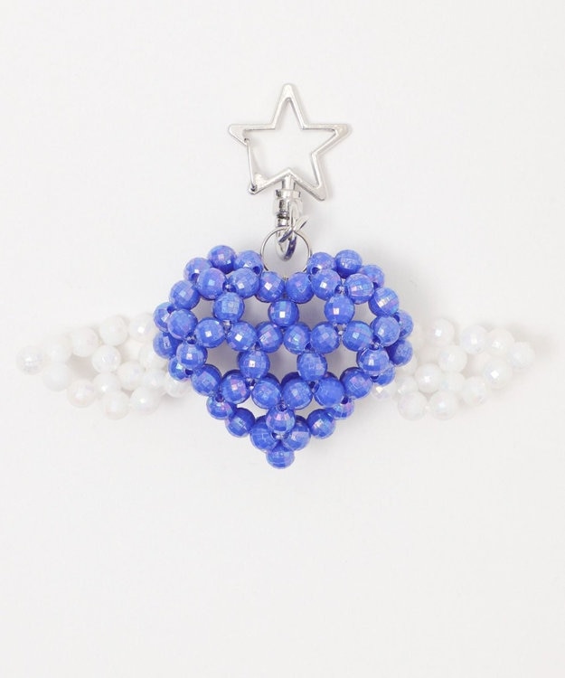 WEGO ハートウィングビーズキーホルダー ブルー