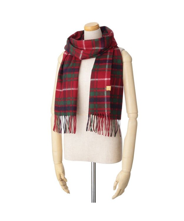 MOONBAT WEB限定【洗える】ミエル (miel) カシミヤ100％ チェックストール レッド