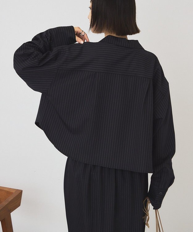 AMERICAN HOLIC 【2点セット・マルチ機能】タイトスカート+ショート丈シャツ Stripe Navy
