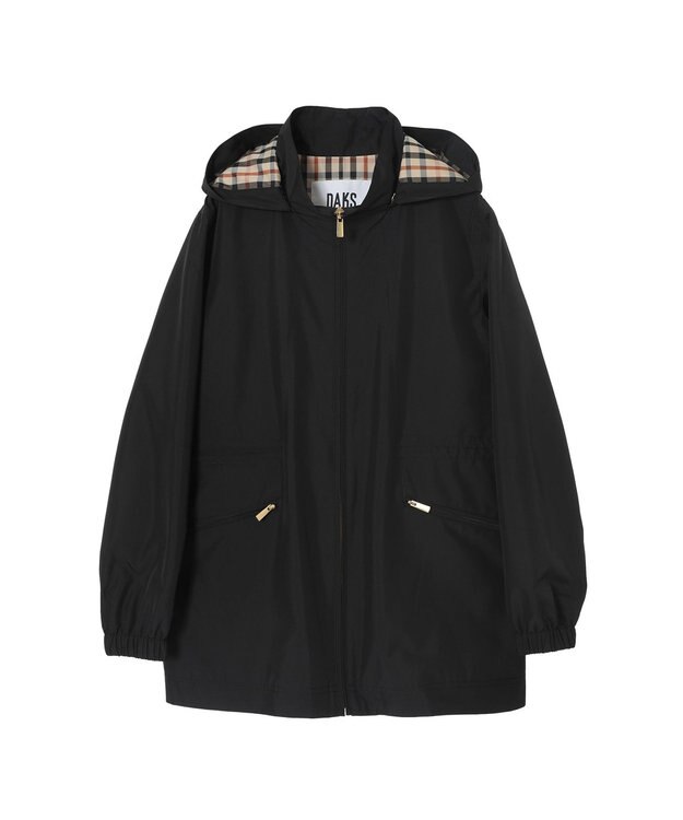 DAKS フーデッドライトタフタブルゾン ブラック