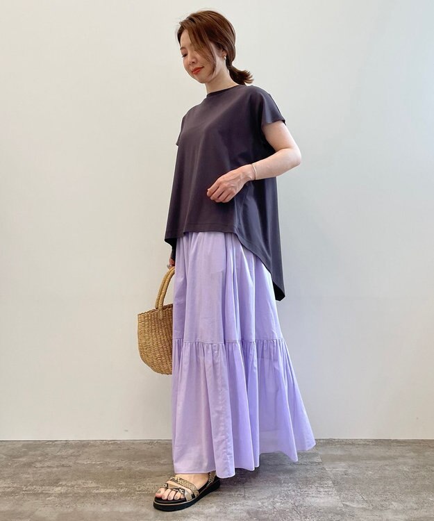 UNFILO 【新色追加！/接触冷感】マイビューティ バックフレアTシャツ グレー系