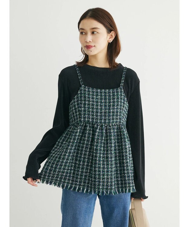 Green Parks ・ＥＬＥＮＣＡＲＥ　ＤＵＥ　ツイードバックリボンキャミ Green