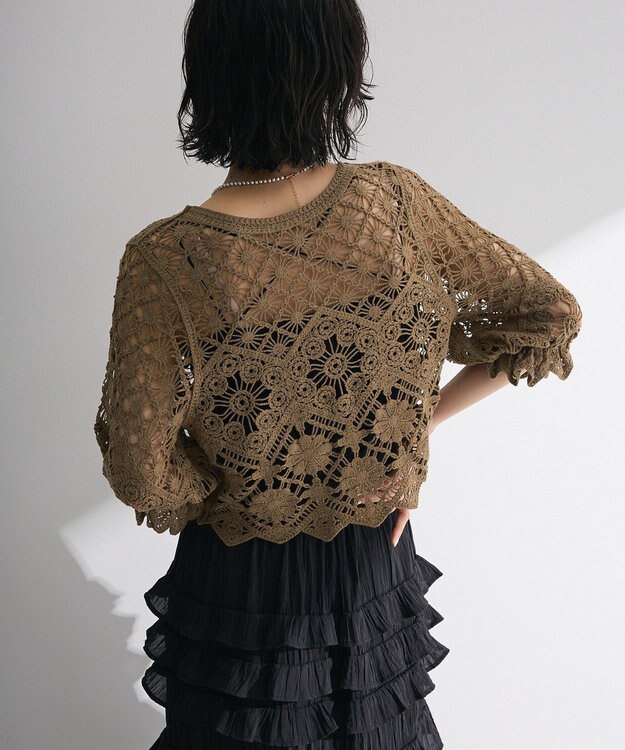 Green Parks ・ＳＵＧＡＲ　ＳＰＯＯＮ　２ｗａｙクロシェカーディガン Gray Beige