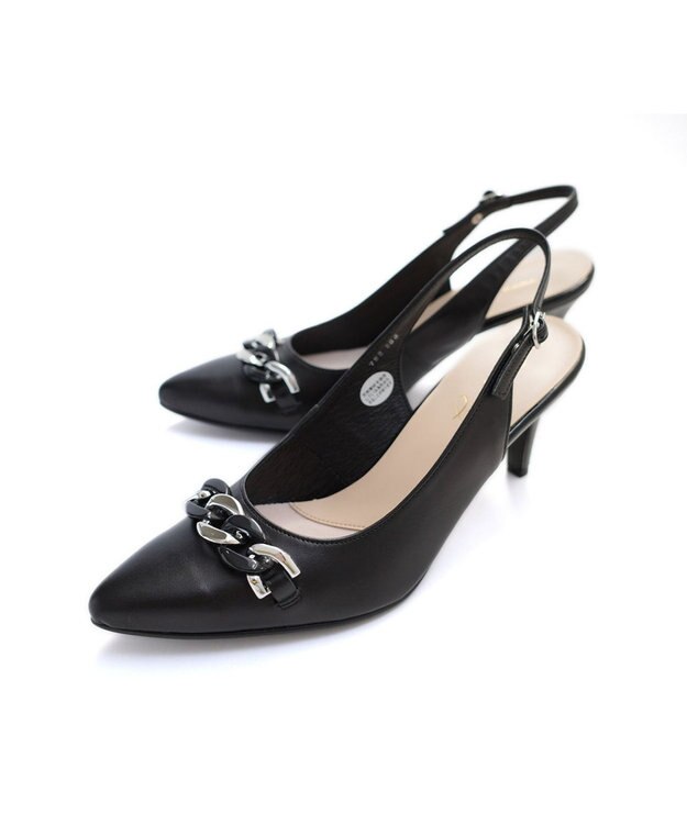 Pointer 日本製 本革チェーンビット付きバックバンドミュール ブラック