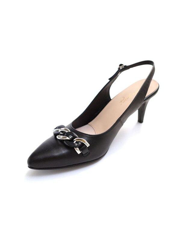 Pointer 日本製 本革チェーンビット付きバックバンドミュール ブラック